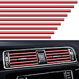 VICDUEKG 10 Stück Auto Lüftungsschlitz Dekoration, 20cm Auto Styling Zierleisten DIY Lüftungsgitter Innenausstattung Streifen, Auto Zubehör Innenraum für die Meisten Lüftungsschlitze (Rot)
