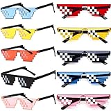 FSMILING 10 Pack Thug Life Brille, Pixel Mosaik Gamer Mlg Party Sonnenbrille,Coole 8 Bit Pixelated Lustige Brillen Für Erwachsene Und Kinder,Mixen