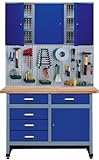 Küpper Sparset 70424-7, 120 cm, ultramarinblau, Werkbank, Hängeschrank, Lochw