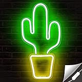 Kaktus LED Neonlichter USB-Aufladung Cactus Führte Leuchtreklame Dekorative Lampe Licht Neon Nachtlicht Dekor für Weihnachten Geburtstag Hochzeit Party Kinderzimmer Wohnzimmer Wand (Mit Schalter)