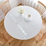 Wasserdichte runde Tischdecke, 160 cm, rutschfest und knitterfrei, transparenter Kunststoff-Tischschutz, wiederverwendbar, Möbelabdeckung, 3 mm dick