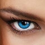 Farbige Jahres-Kontaktlinsen Ocean Blue - MIT und OHNE Stärke in BLAU - von LUXDELUX® - ohne Stärke (+/- 0.00 DPT)