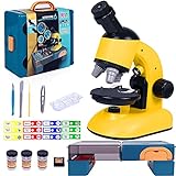 Mikroskop für Kinder, Einsteiger Mikroskop mit 40x - 1200x Vergrößerung, LED-Licht, Kindermikroskop Forscherset für Kinder Schüler, Spielzeug für Kinder Junge Mädchen ab 6 Jahren