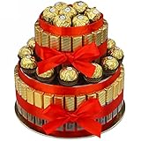 Torte aus Ferrero Rocher und Merci schokolade - süßigkeiten box Geburtstag - Präsentkorb für frauen - Geschenkkorb für Muttertag - Dankeschön geschenke