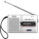 Mini Tragbares Radio 2 Band AM/FM mit Kopfhöreranschluss Klein Transistor Teleskopantenne Taschenradio Weltempfänger Lautsprecher Radio Batteriebetrieben für Wandern Camping BC-R21 Silb