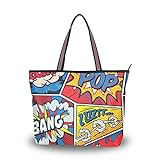 alaza Tote Umhängetasche Retro Pop-Art-Comic-Handtasche Groß