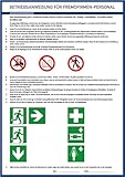 Aufkleber Betriebsanweisung für „Fremdfirmen-Personal“ Aushang Folie Symbole nach ISO 7010 | Größe wählbar Made in Germany, Größen Name: 21x29,7