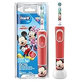 Oral-B Kids Mickey Elektrische Zahnbürste/Electric Toothbrush für Kinder ab 3 Jahren, 2 Putzmodi für Zahnpflege, extra weiche Borsten, 4 Sticker, rot