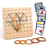 Homealexa Holz Geoboard-Set Geometriebrett Montessori Holz Spielzeug für Kinder, Inspirieren die Phantasie und Kreativität des Kinders