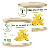 Millepertuis Bio - Bioptimal - gute Laune - Stress Anxiété Sommeil Hypericine Hyperforine, hergestellt in Frankreich, Ecocert-zertifiziert, 2 x 60 Kapseln