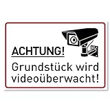 Achtung Videoüberwachung Schild (30x20 cm Kunststoff) - Warnschilder und Hinweisschilder - Videoüberwacht Schilder (Neue Cam)