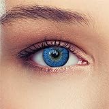 2 Blaue Kontaktlinsen mit Stärke ozeanblaue natürlich wirkende Drei Monatslinsen, gut deckende Farbe + Gratis Behälter'Natural Aqua' -2,25