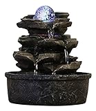 Zen'light - Little Rock Interior Fountain - Naturkaskade -Steineffekt mit farbenfrohen LED -Licht - Zen Tischdekor ideale Meditation und Entspannung - Feng Shui Happiness Objekt - H 23cm