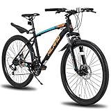 Hiland 26 Zoll Mountainbike MTB Fahrrad mit Stahlrahmen 21-Gang Disc-Brake Federgabel Radfahren Urban Commuter City Fahrrad Orange