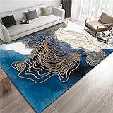 Spiel Teppich blau Wohnzimmerteppich blau abstraktes Netzmuster Anti-Schmutz-Teppich langlebig terasse Teppich 120X160CM Teppich vorraum 3ft 11.2''X5ft 3''
