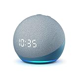 Echo Dot (4. Generation) | Smarter Lautsprecher mit Uhr und Alexa | Blaugrau, Zertifiziert und generalüberholt