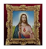 Lnxp GEMÄLDE Sacro Cuore DI GESU Jesus Ikonen Bilder Heiligenbild mit Rahmen 45x38cm Sacro Cuore di Jesù 'heilig Herz Jesu' von Pompeo Batoni