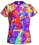 aofmoka UV-fluoreszierendes Neon-Schwarzlicht mit bunten Spritzern Print Tee Shirts - mehrfarbig - XX-Small