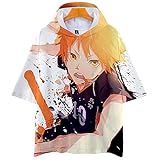 Flyself Jungen Mädchen Anime Haikyuu 3D Hoodie T-Shirt Karasuno High School Volleyball Sommer Casual Kurzarm T-Shirts Hemd Bluse Top Sportswear