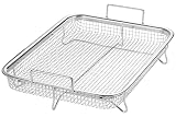 Spetebo Edelstahl Backofen Grillkorb mit Griffen - 32 x 23 cm - Backkorb für fettarmes Garen - Metall Ofen Grill Pommes Gitter Back Korb Spülmaschinen geeig