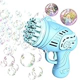 Automatische Gatling Bubble 2022 LED Seifenblasenmaschinen Pistole Spielzeug Prime 23 Löcher LED Gatling Bubble Gun Spielzeug Pistole Hochzeitsfeiern für Kinder Erwachsene Frauen Mädchen (Blau)
