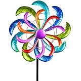 Formano Farbenfrohes Windrad 124x30 cm Gartenstecker Windspiel Gartendeko Blumensteck