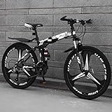 ZEIYUQI Doppelscheibenbremse Fahrräder 24 Zoll Männer Mountainbikes Faltbare High-Carbon Stahl Hardtail Mountainbike Wandern,Weiß,24 * 26''*3