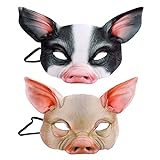 Vocoliday 2 Stück Halloween Schwein Maske Horror Schwein Tier Maske Half Face Schwein Maske für Halloween Maskerade Kostüm Party Cosplay Requisiten
