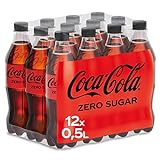 Coca-Cola Zero Sugar, Koffeinhaltiges Erfrischungsgetränk in stylischen Flaschen mit originalem Coca-Cola Geschmack - null Zucker und ohne Kalorien, EINWEG Flasche (12 x 500 ml)