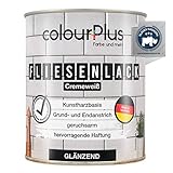 colourPlus® Fliesenlack (750ml, Cremeweiß) glänzender 1K Fliesenlack Weiß strapazierfähig - einfach Fliesen streichen - Made in Germany
