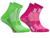 Rainbow Socks - Jungen Mädchen Sneaker Bunte Baumwolle Sport Socken - 2 Paar - Rosa Grün - Größen 24-29