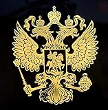 Russland Aufkleber Gross 3D in Gold Russia Putin Wappen Russischer Adler Sticker
