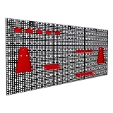 Werkzeuglochwand aus Metall mit 17tlg. Hakenset, ca. 120 x 60 x 1,5 cm, Werkzeug-wand Loch-wand für Werkstatt, Rot, Panorama24