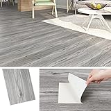 Livelynine PVC Fliesen Selbstklebend Holzoptik Grau 32 Fliesen Vinyl Fliesen Selbstklebend Holzoptik 90x15CM Vinylboden Selbstklebend Holz Grau Bodenfolie Selbstklebend Laminat Wohnzimmer S