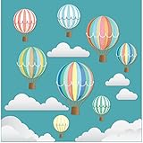 Wunderschöne dekorative Retro-Heißluftballons mit Wolken – Doppelseitig bedruckte Fensteraufkleber mit statischer Haftung - Kinderzimmer - Kinderbettzimmer - Kinderschlafzimmer