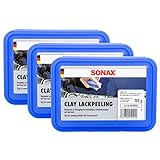 SONAX 3X 04502050 Clay Blau Lackpeeling Knetmasse Reinigung 200g
