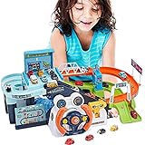 Rennbahn für Kleinkinder 3-5 | Boys Race Track Car Garage für Kinder,Abenteuer Vorschule Kleinkind Spielzeug mit Musik Lernpuzzles Auto Geschenke Spielzeug für Jungen Mädchen Nain