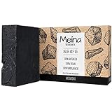 Meina Naturkosmetik - Schwarze Seife mit Aktivkohle gegen Pickel, Naturseife für fettige und unreine Haut ohne Palmöl, Vegan, Handgemacht (1 x 100 g)