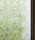 rabbitgoo Fensterfolie Selbsthaftend Klebefolie ohne Klebstoff Anti-UV Sichtschutzfolie Blickdicht Dekorfolie Statisch Fenster Folie für Bad Küche Büro Zuhause 44.5 x 200 cm Blumenmuster