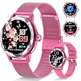 Homailida Smartwatch Damen mit Bluetooth-Antwort-/Wählfunktion, 1,19'' HD-Touchscreen Fitnessuhr, 123 Sportmodus-Tracker, für iOS-Android-System mit Deutscher Unterstützung, Rosarot Smart W