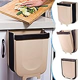 DUTISON Küchenmülleimer 9L Faltbar Kunststoff Mülleimer für die Küche für Küche Büro Badezimmer Auto (Braun)