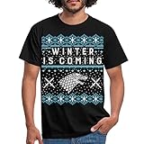 Spreadshirt Game of Thrones Winter is Coming Weihnachtspulli Männer T-Shirt, 4XL, Schwarz