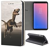 Hülle Samsung Galaxy J5 2016 Premium Smart Einseitig Flipcover Flip Case Handyhülle Samsung J5 2016 Duos Motiv (517 Dinosaurier Raptor Dino Braun)