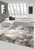 Teppich-Traum FLURLÄUFER Designer Teppich Wohnzimmer modern ABSTRAKT Linien braun beige grau Creme meliert Größe 80x150 cm