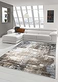 Teppich-Traum Designer Teppich Wohnzimmer modern ABSTRAKT Linien braun beige grau Creme meliert Größe 120x170 cm