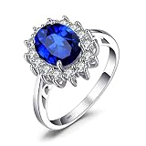 JewelryPalace Prinzessin Diana Kate Middleton 3.2ct Erstellt Saphir Ringe, Verlobungsring Eheringe Promise Verlobung Ring Silber 925 Damen, Silberringe Antragsring Ringe, Damen Schmuck 60