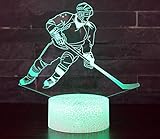 3D Eishockey Lampe LED Nachtlicht mit Fernbedienung, 16 Farben Wählbar Dimmbare Touch Schalter Nachtlampe Geburtstag Geschenk, Frohe Weihnachten Geschenke Für Mädchen, Kinder