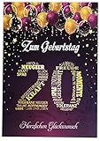 Glückwunschkarte 20 Geburtstag 20 Jahre Geburtstagskarte Nummer 20 Glückwünschkarte 20. Geburtstag Pink Lila