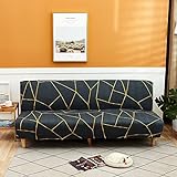 Elastische Stretch-Sofa-Schonbezüge, schmutzabweisend, eng umwickelt, armlos, klappbar, Sofa-Bettbezug für Wohnzimmer A19 4-Sitzer