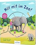 Dreh hin – Dreh her: Hilf mit im Zoo!: Mitmach-Pappebuch mit Verwandlungsseiten